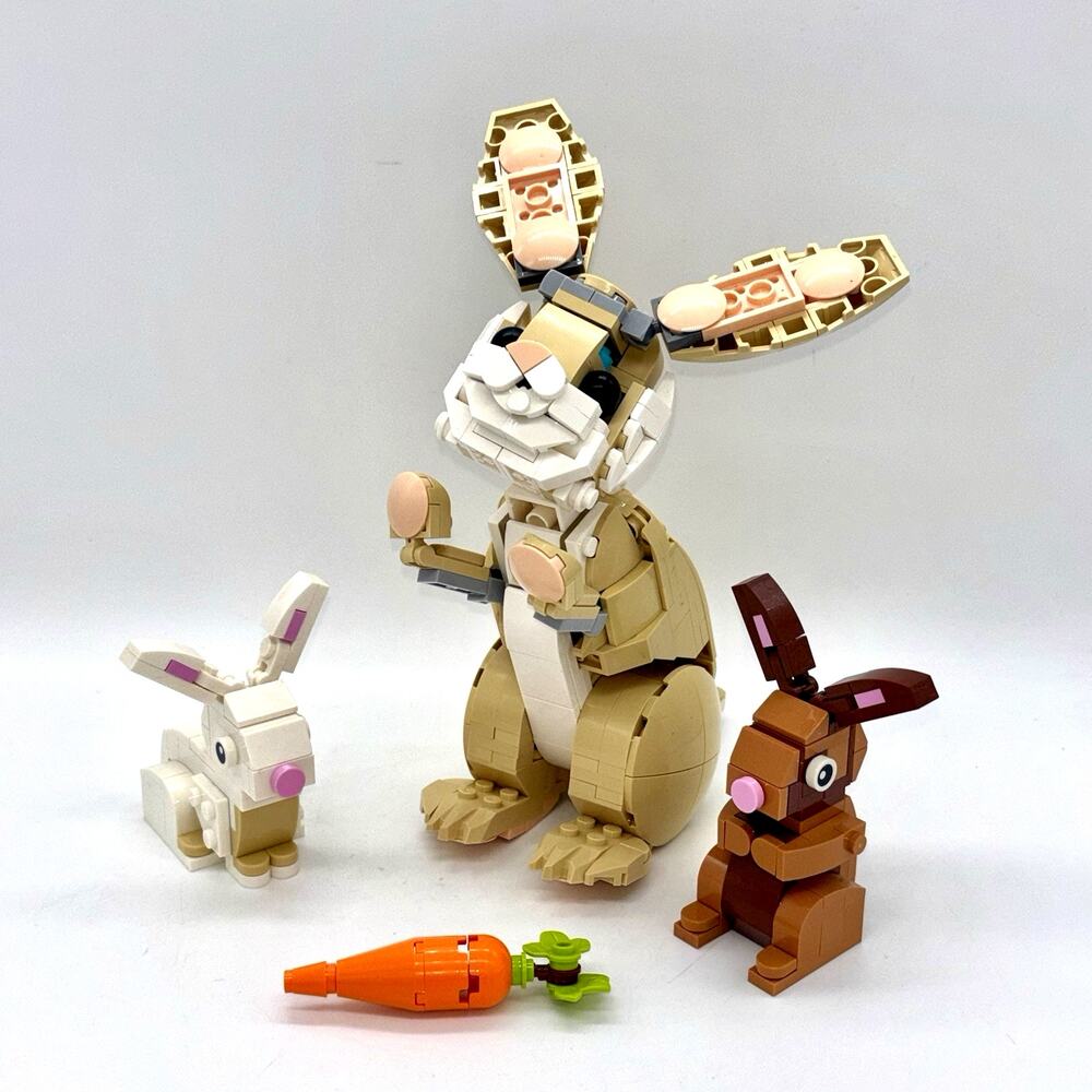 LEGO CREATOR Rabbits Cute bunny Tan 31162 & 2 Bunnies Brown White Carrot Easter